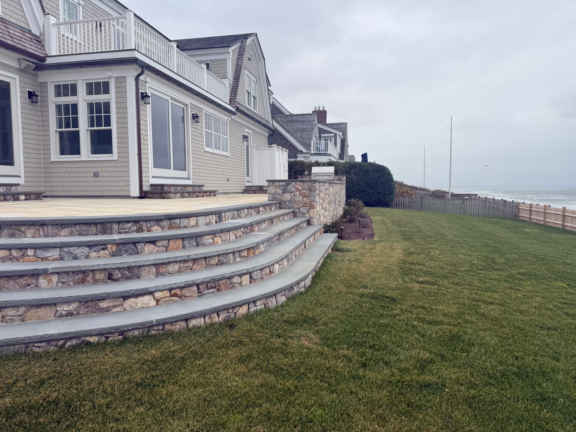 Gallery photos for New England Stone Steps and Tiered Patio with Coastal Views in Dennis MA: Image #1