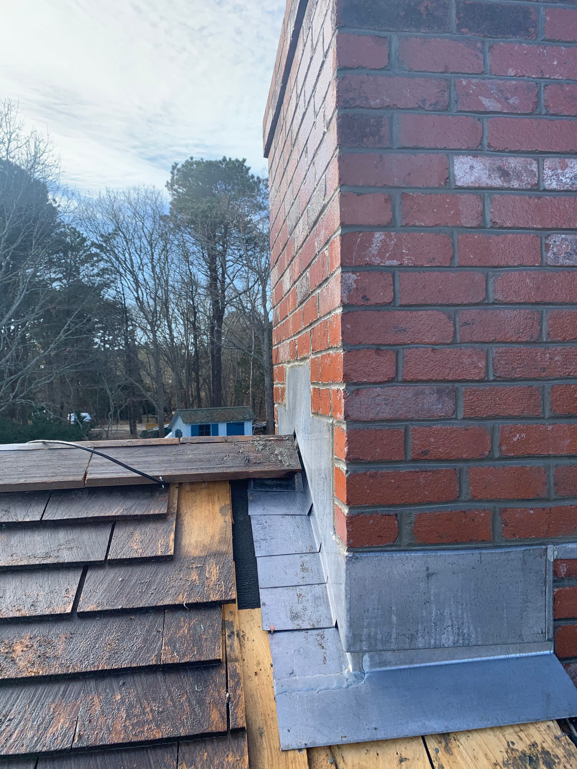 Gallery photos for Full Chimney Rebuild with Custom Lead-Coated Copper Flashing in Osterville: Image #2